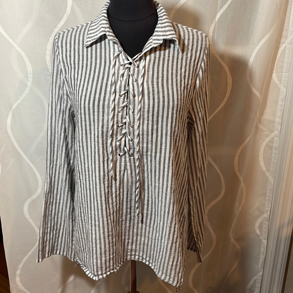 Promesa Striped Blouse, Size Large.